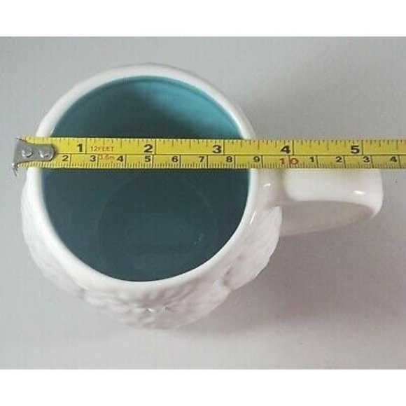 Homestead International - White & Aqua - Owl Coffee Mug Tea Cup Embossed  Owl - Picture 4 of 7